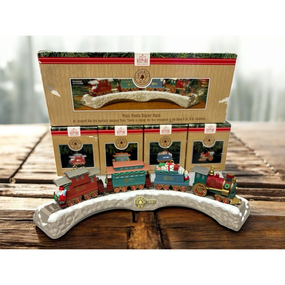 1991 Hallmark Keepsake Claus & Co Train Railroad Full Set Vintage W/Original Box